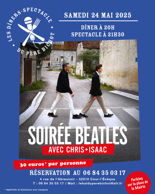 PROCHAINEMENT - soirée BEATLES avec Chris + Isaac le Samedi 24 Mai 2025 !