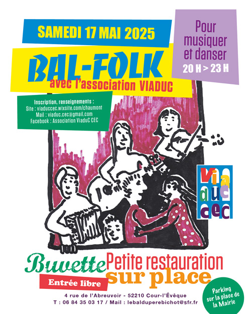 PROCHAINEMENT - soirée BAL/BOEUF FOLK le Samedi 17 Mai 2025 !