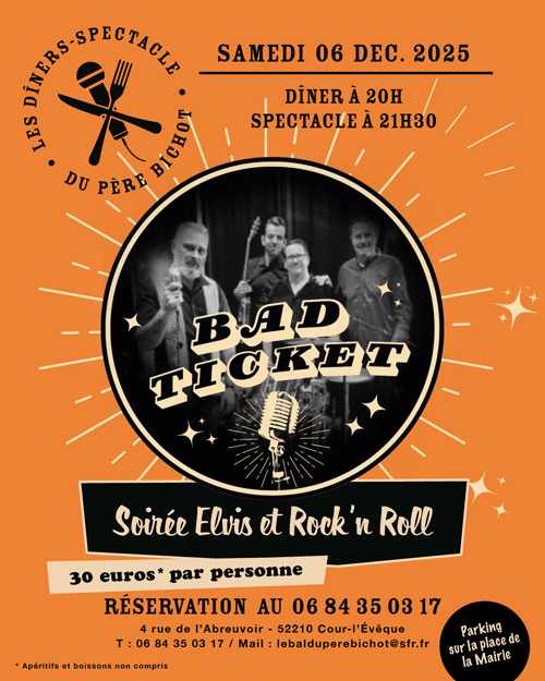 Soirée ELVIS : le Samedi 6 Décembre 2025