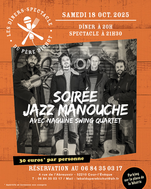 Soirée JAZZ/SWING MANOUCHE : le Samedi 18 Octobre 2025